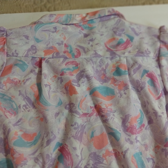 Vintage Pastel Patterned Midi Dress Made In U.S.A. Polyester - Picture 5 of 12